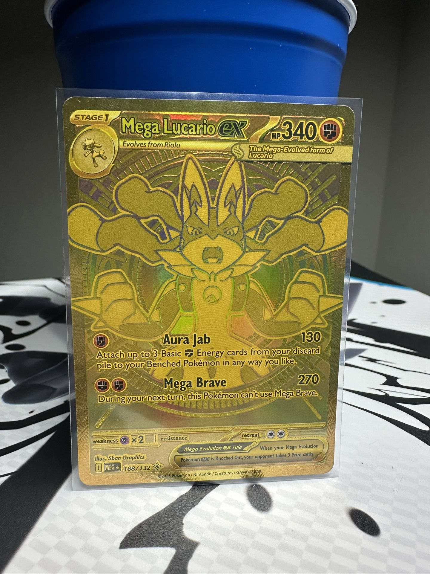 Mega Lucario EX 188/132 Mega Evolution Hyper Rare Gold Card Pokémon TCG NM-Mint