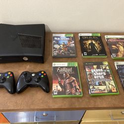 Xbox 360 with 6 Games and 2 Controllers