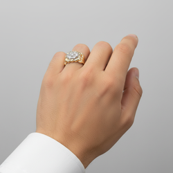 14K Yellow Gold Diamond Nugget Mens Ring - 0.70ct