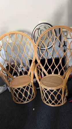 (2) Peacock Rattan Chairs