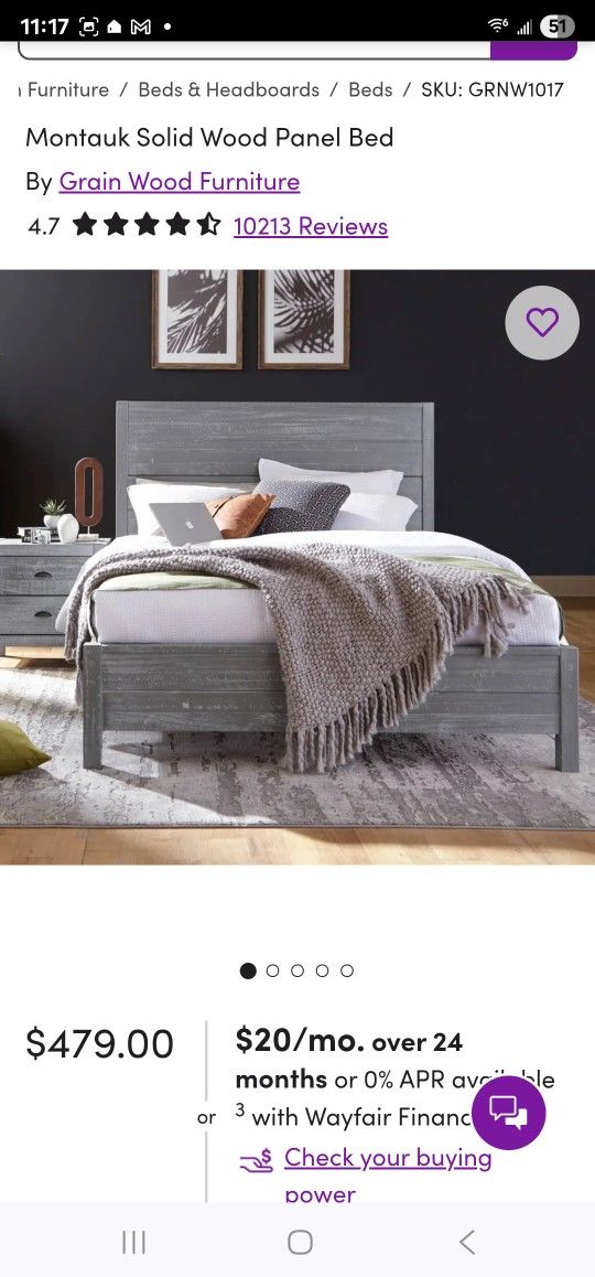 Full Size Bed Frame + Box Spring + 1 Nightstand