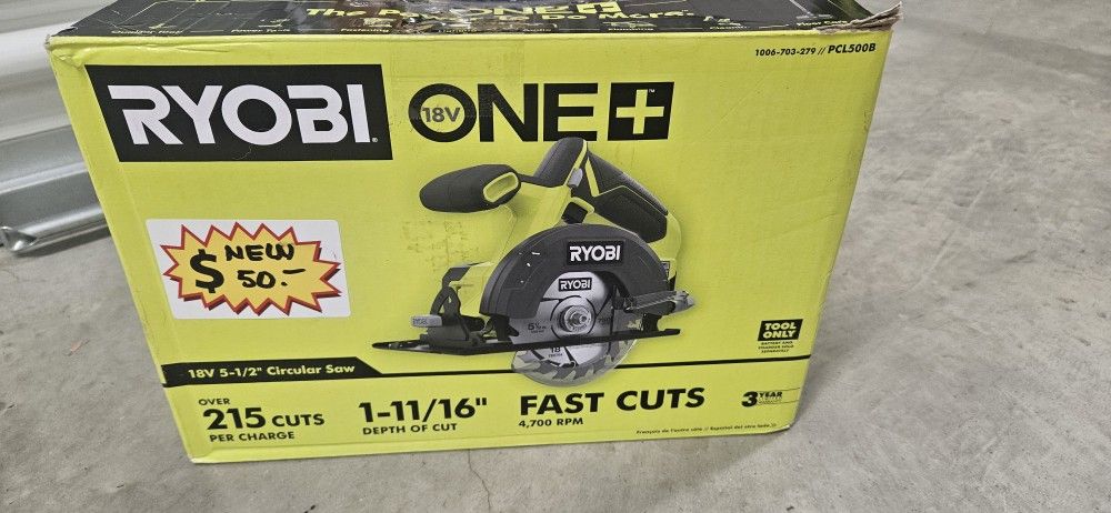 New 18V Ryobi 5-1/2" Circular Saw