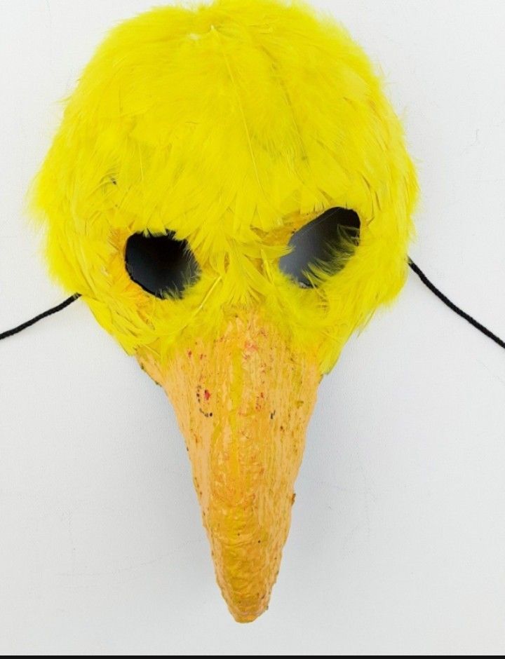 Yellow Feather Bird Mask Handmade 