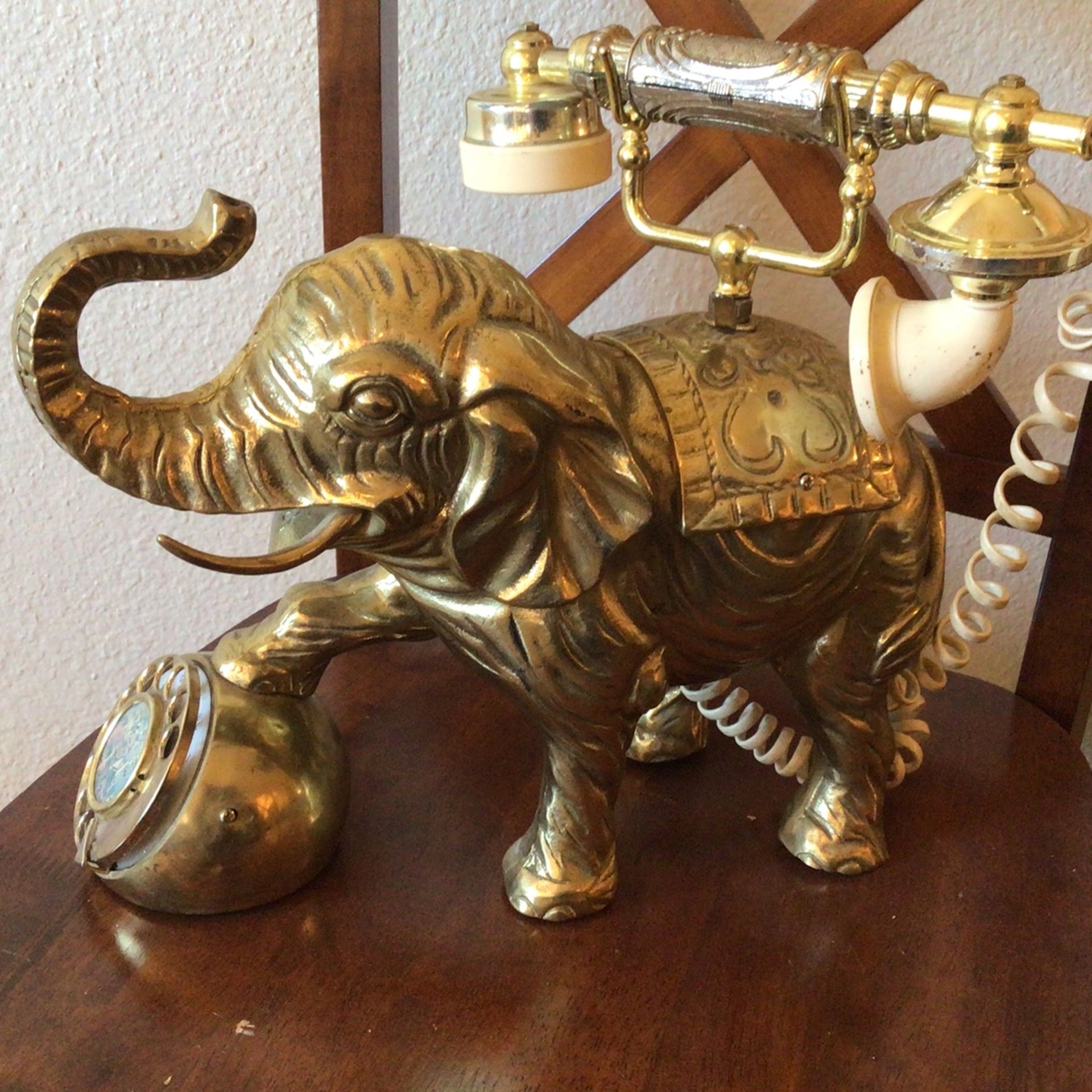 Solid Brass Elephant Rotary Phone 70’s Glamour