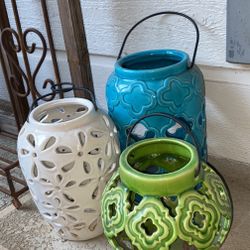 Outdoor Ceramics • Hold Candle Or Clear Vase For Flowers