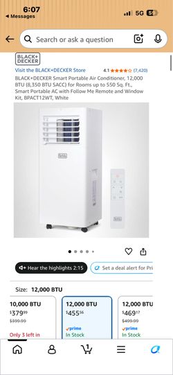 Black and decker 12000 BTU portable ac