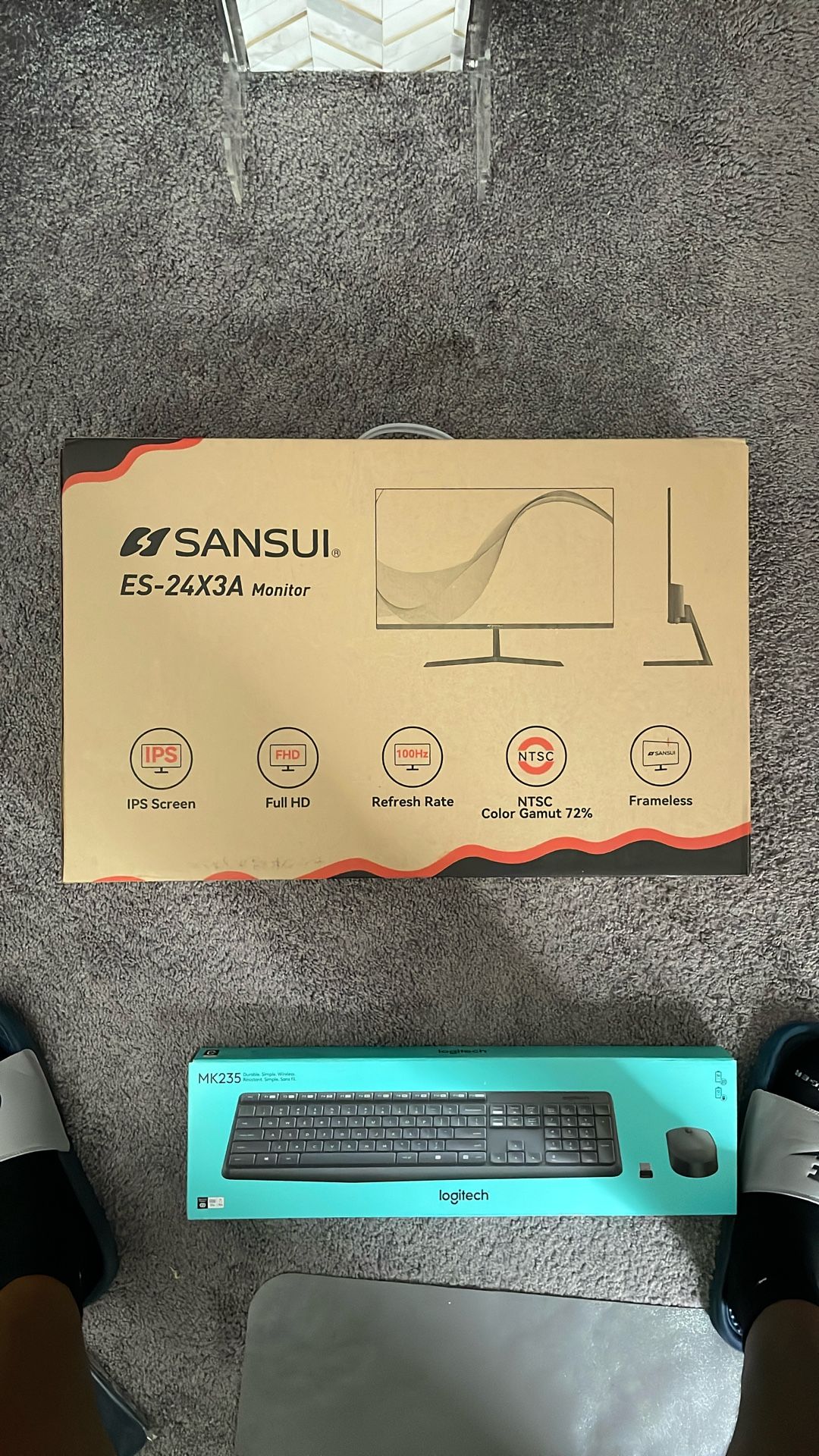 Brand New Unopened Sansui Monitor, Logitech keyboard, Epson printer and Ink