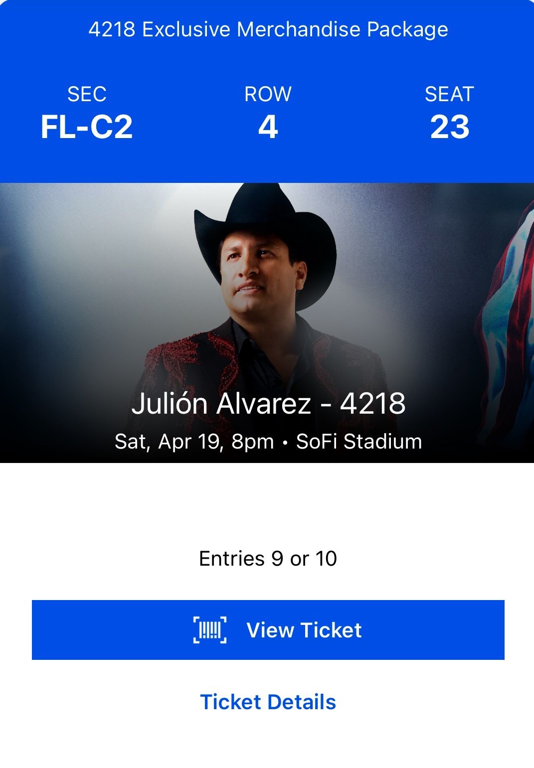 Julion alvarez Floor Seats