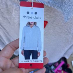 Three Dots Cozy Quarter Zip Pullover – Medium