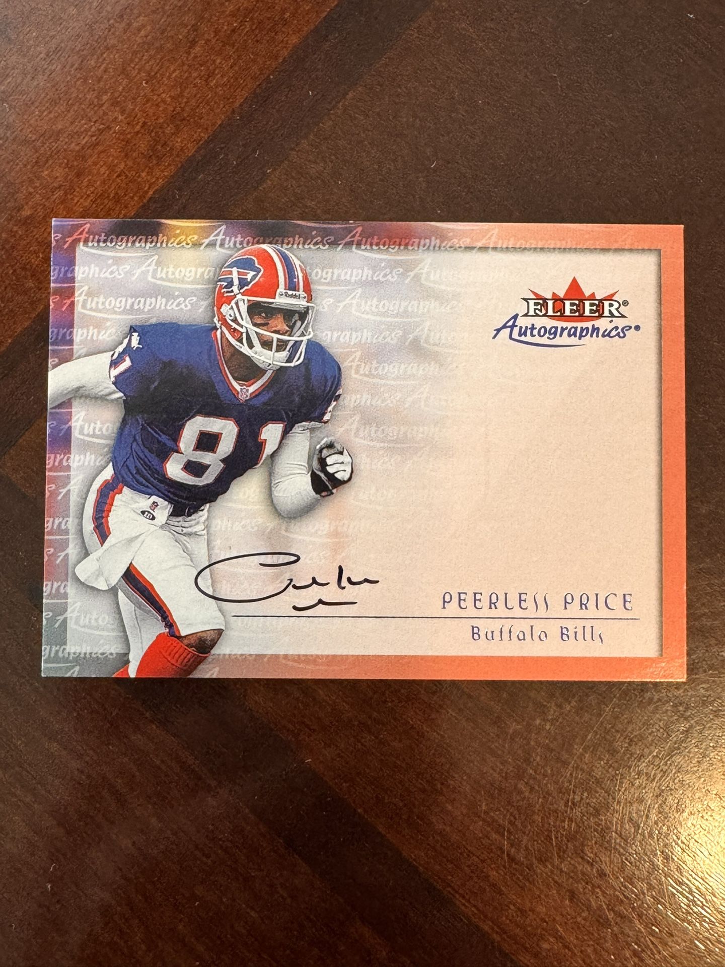 2000 Fleer Tradition Autographics Peerless Price Auto Buffalo Bills On Card Auto