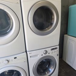 LG Front Load Washer And Stackable Gas Dryer Set 