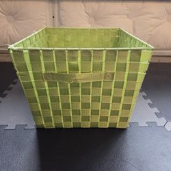 Lime Green Basket Weave Storage Bin
