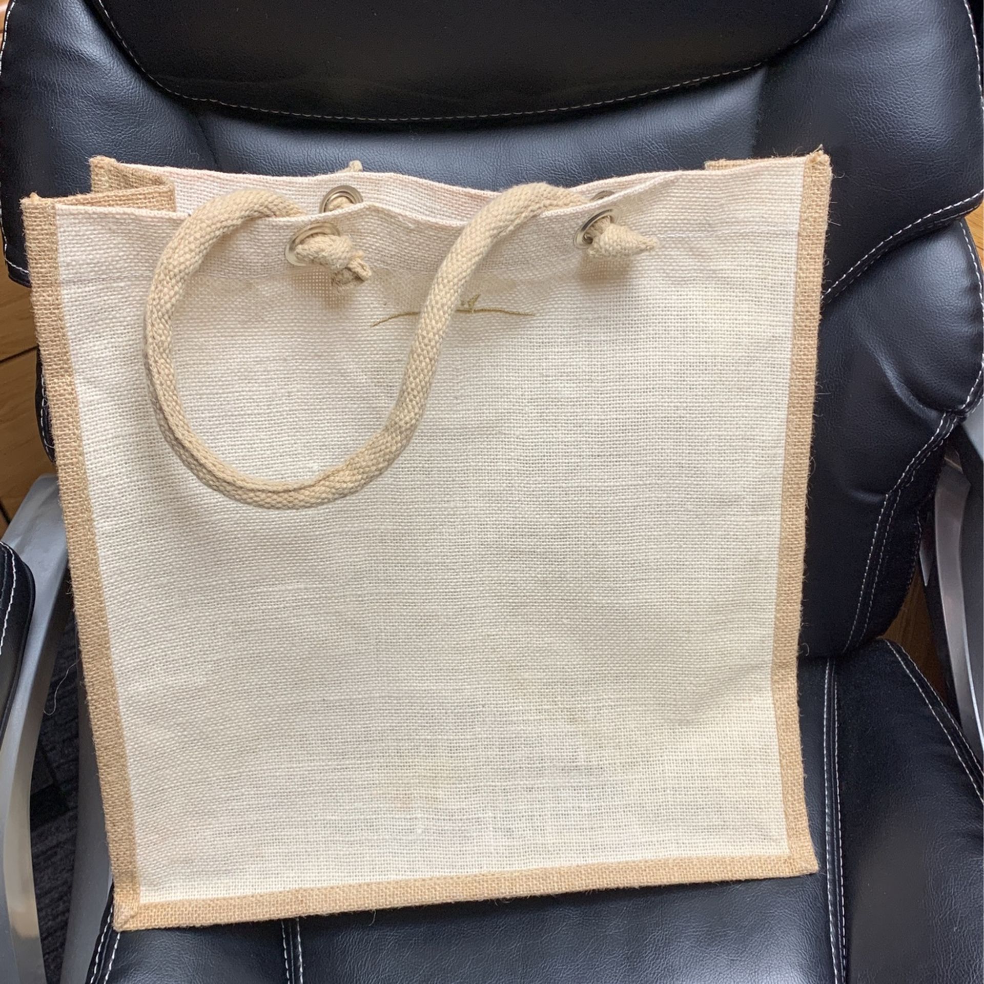 very durable shop bags (5) double handled burlap -look material