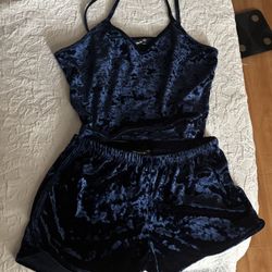 navy blue velvet set