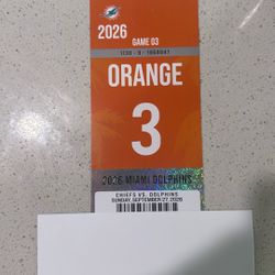 Orange Miami Dolphins Parking Pass 9/27/26 Chiefs Football 