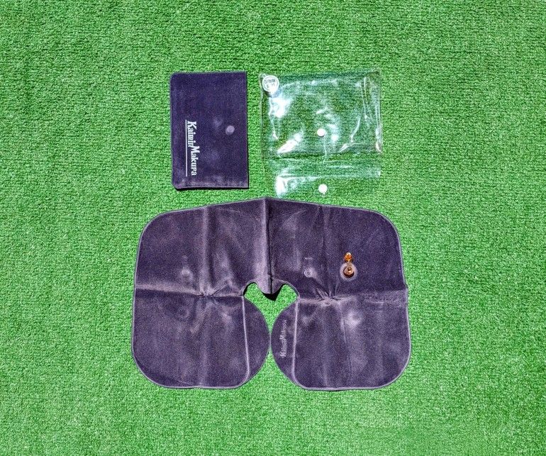 Kaimin Makura Travel Pillow Air Inflatable Compact Packable Soft Fuzzy VTG NOS