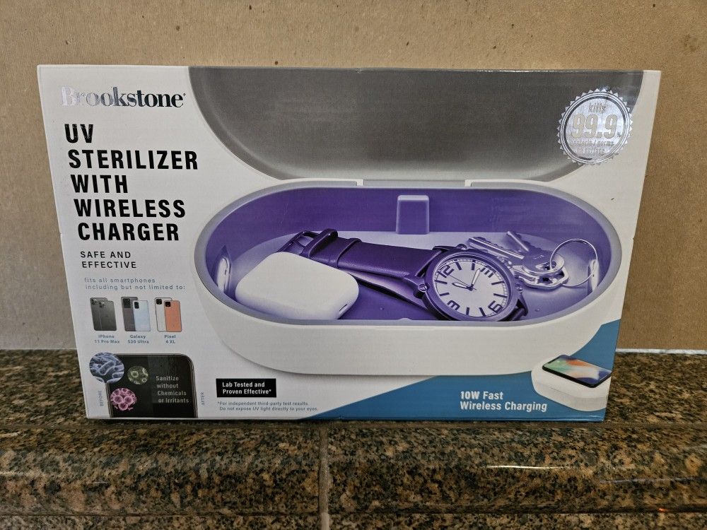 Brookstone UV Sterilizer With Wireless Charger.