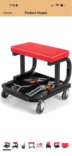 lling Creeper Garage Shop Seat Rolling Garage Stool Padded Mechanic Seat Mechanics Stool with Tool Tray Storage and 4 Rubber Swivel Casters 300 lbs Ca