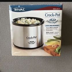 Brand New Rival Little Dipper 16 oz Electric Stainless Small Crock Pot with lid