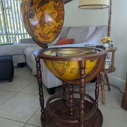 Vintage globe bar cart