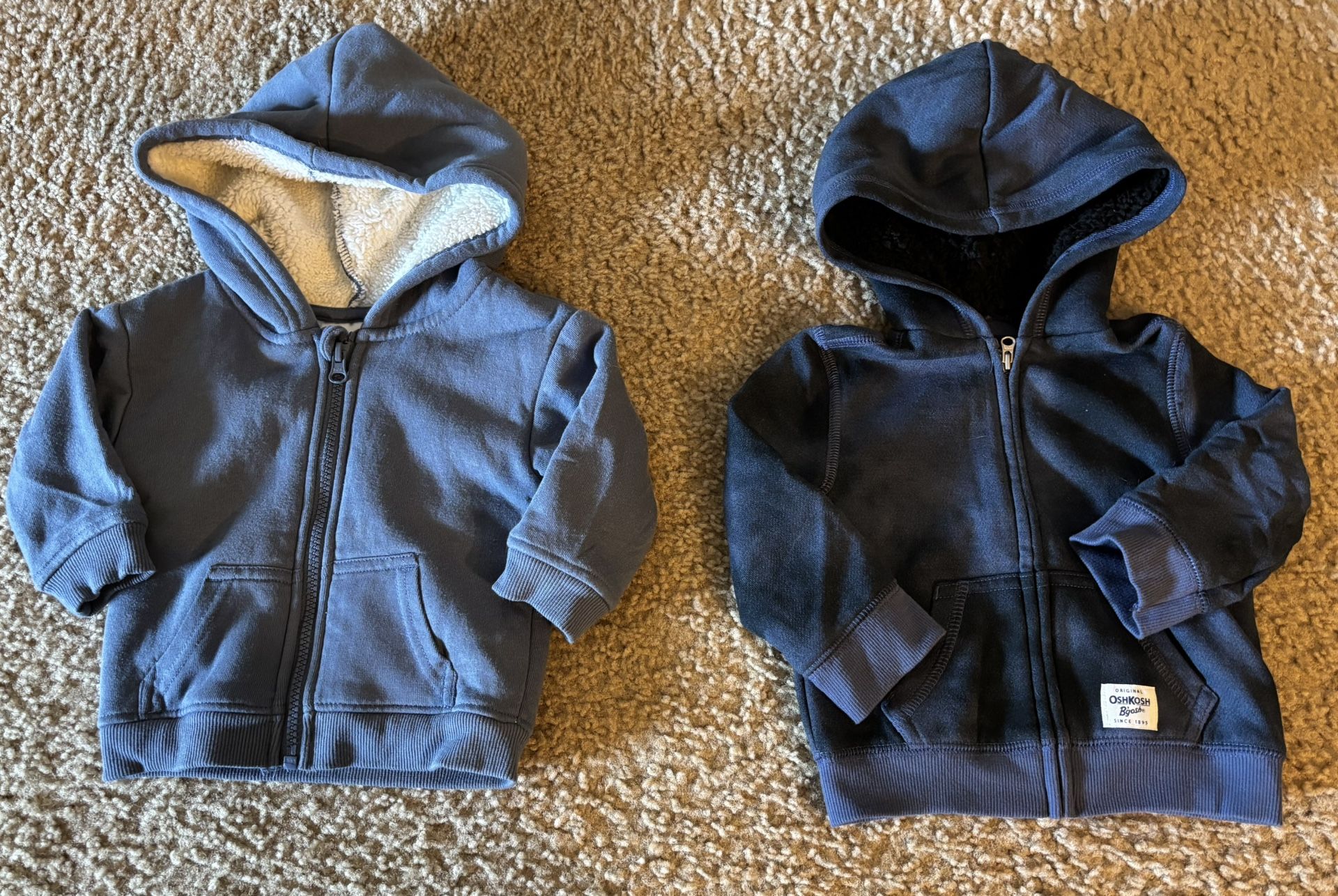 Baby Boy’s 12 Months Blue Zip Up Hoodies (Set of 2)