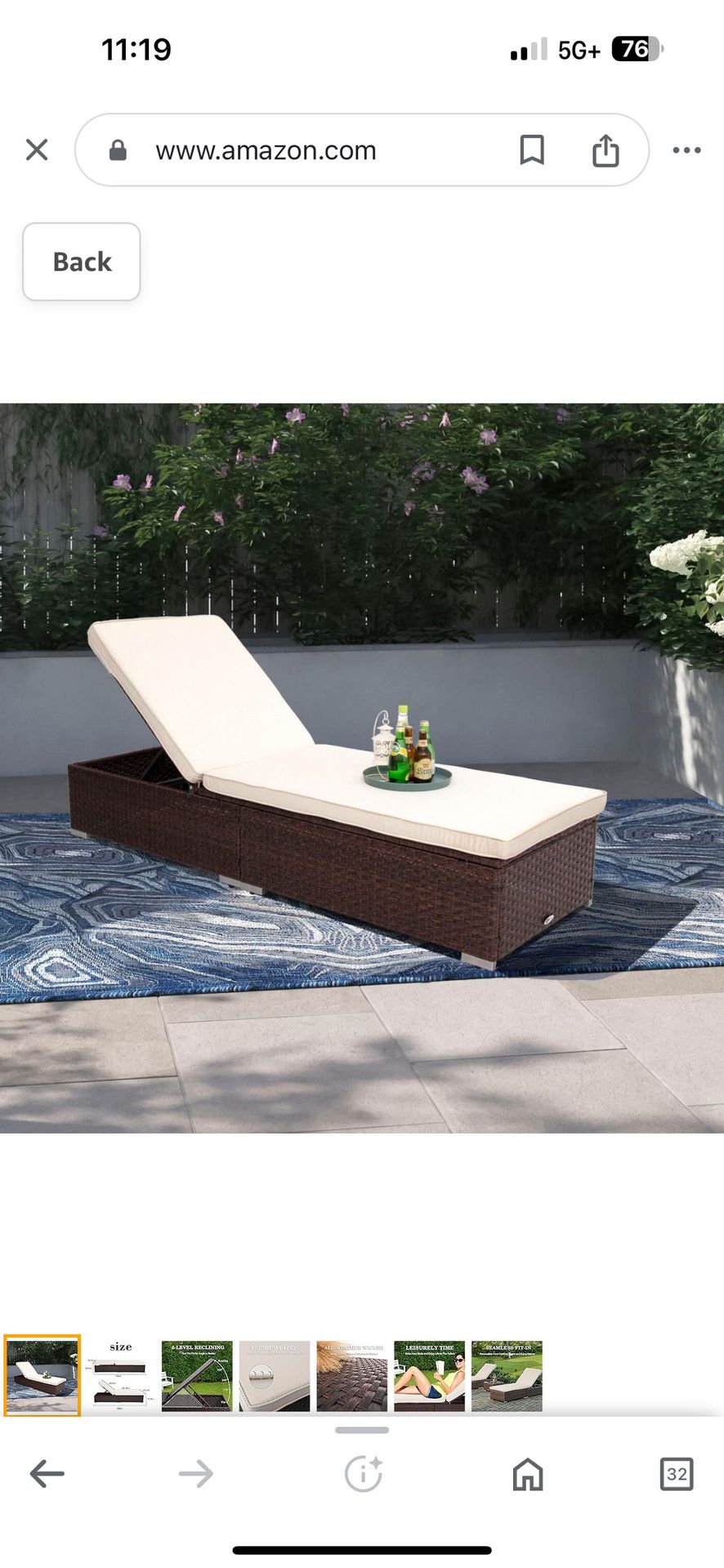  Outdoor Chaise Lounge,Wicker Pool Lounge Chairs,Patio Recliner with Cushion,Mixed Brown
