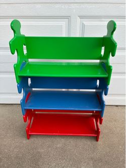 25” long x 11” wide x 38.125” tall Kids Puzzle Bookshelf