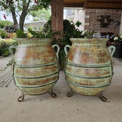 Large Turquoise Clay Pots, Planters, Plants. Pottery,  Talavera $95 cada una