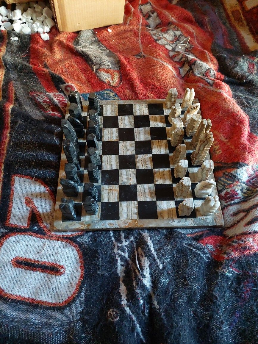 Marble chess set And board very good condition