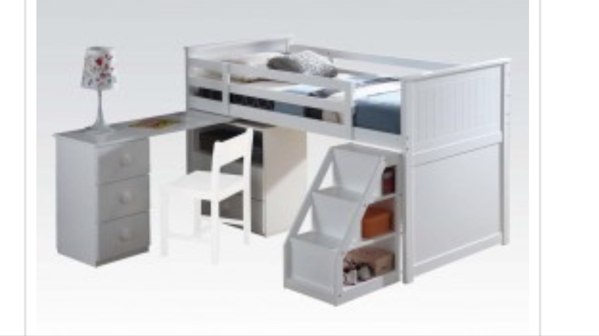 Twin Loft Bed W/Swivel desk Ladder and Chest