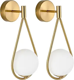 Wall Sconces Set of 2 Brushed Gold HARDWIRED Bathroom Bedroom Hallway