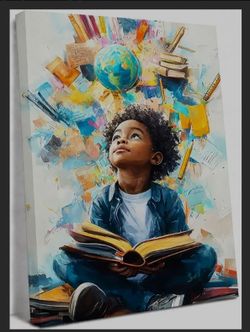 Black Boy Reading Canvas Wall Art Inspirational Books For African American Boys Painting Picture Wall Decor African Boy Poster Print Artwork for Teena