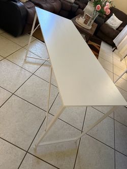 White Desk with Metal A-Frame Legs