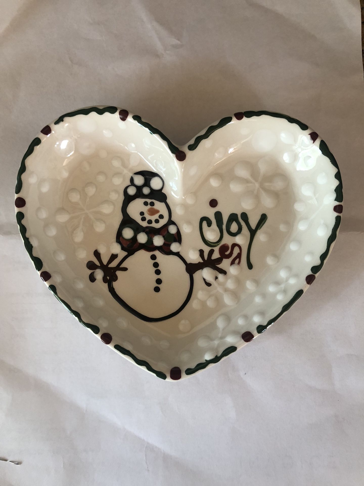 Expressly Yours Retired Vintage Collectible 6” Handpainted Snowman Dish