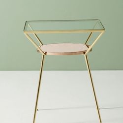 Anthropologie Alves Rose Gold And Glass Nightstand