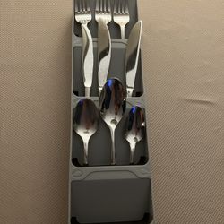 Joseph Joseph DrawerStore Compact Cutlery Organizer, Gray, Plastic