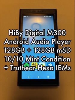 HiBy Digital M300 Android DAP Digital Audio Player MP3 + Truthear Hexa IEMs | Black | 4GB Memory + 256GB Storage | Mint Condition