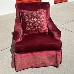 Custom Pearson Skirted Velvet Lounge Accent Chair w Pillow  
