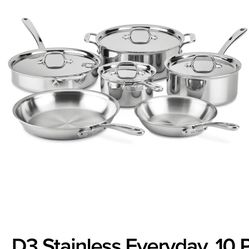 All Clad  D3 Stainless Steel 10 Piece Pots N Pans 