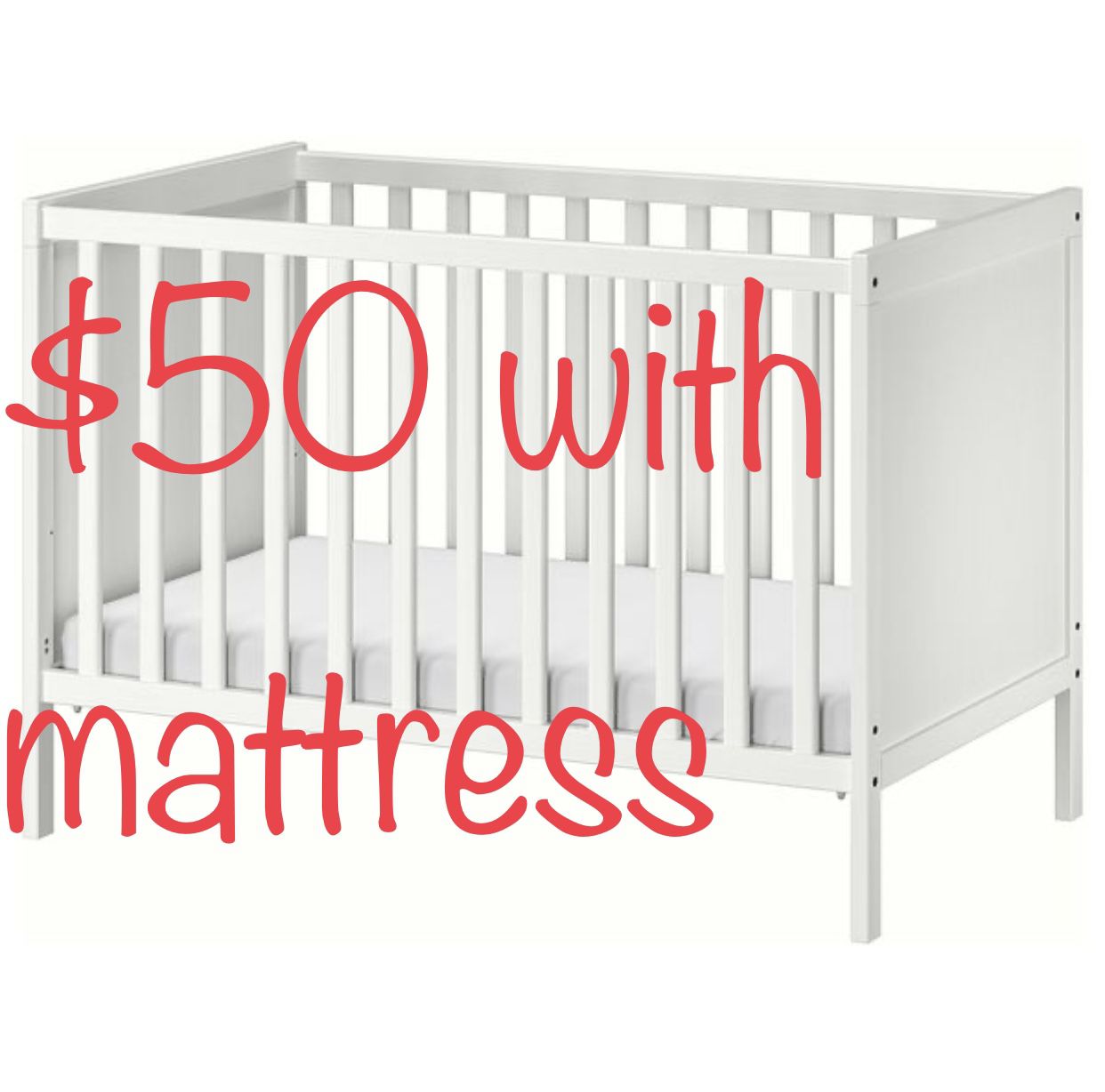 Baby crib Ikea SUNDVIK with mattress