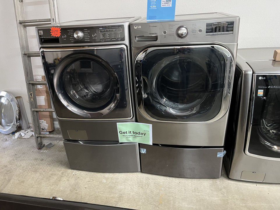 KENMORE FRONT LOAD WASHER AND LG DRYER WITH PEDESTAL