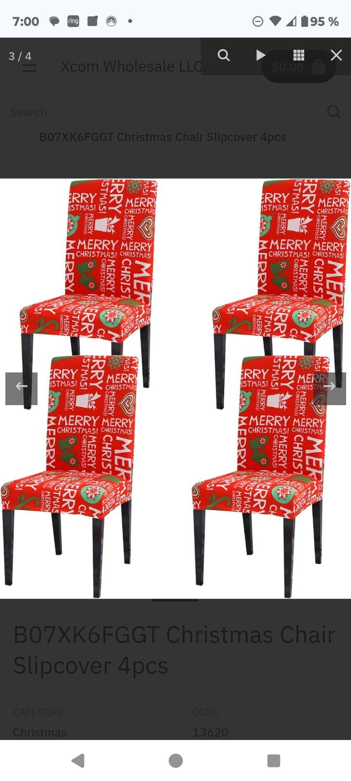 Christmas Cover Chair (6 Pzas For $10.00)