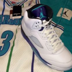 Jordan 5s Grape With The Jersey N Hoodie 