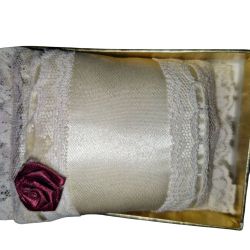 Cream Satin Lace Flower Rectangular VTG Wedding Ring Bearer Pillow New  Unused