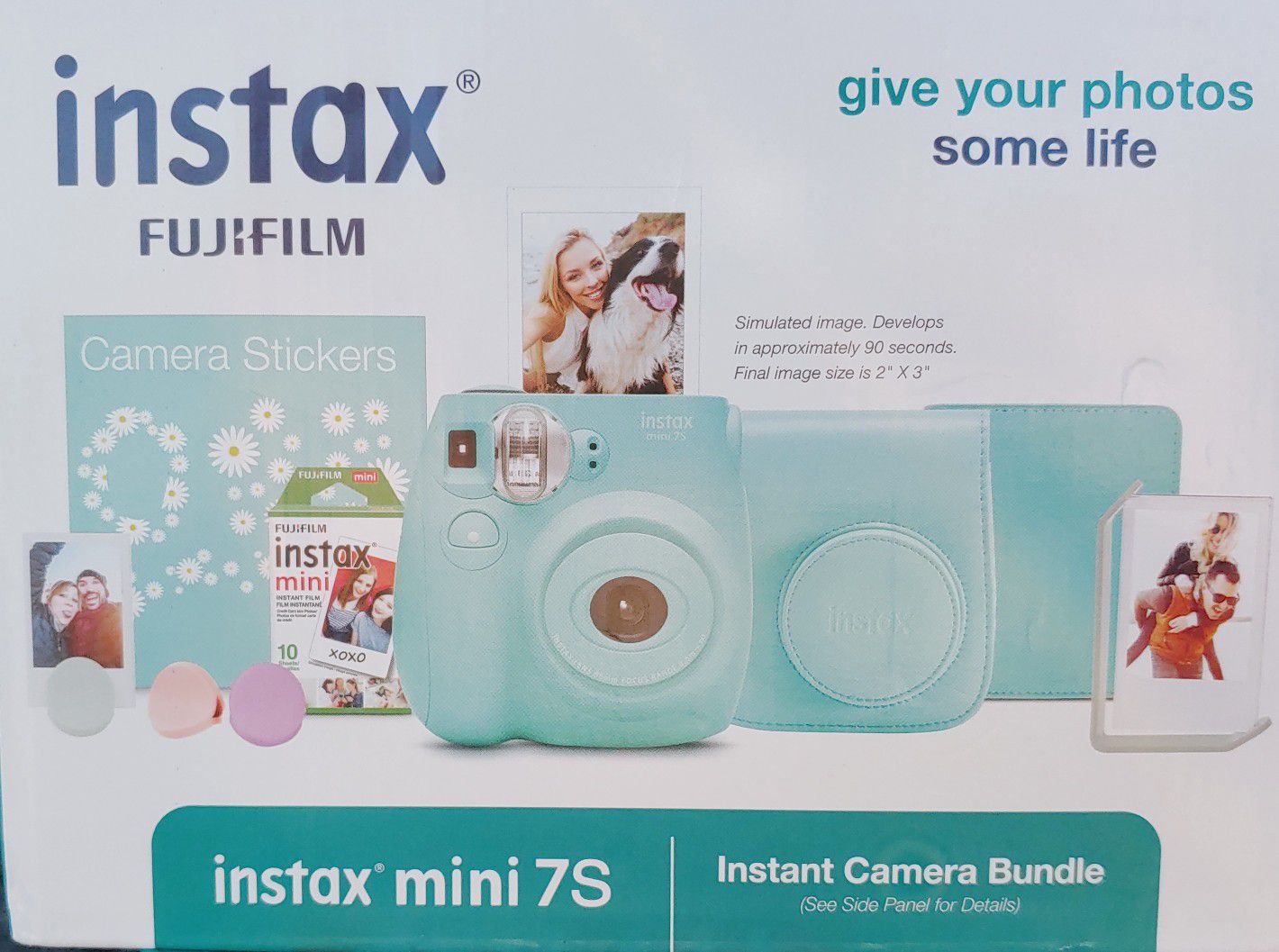 Fujifilm Instax Mini 7s Sea Foam Green Bundle (includes Camera, Case, Film, Photo Album & Photo Holders)