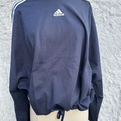 Women Adidas Dark Blue Pullover with White Stripes size large 