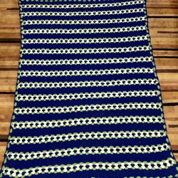 Vtg Handmade Granny Stitching Afghan Blanket