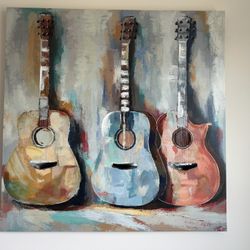 Colorful Guitar Canvas Art