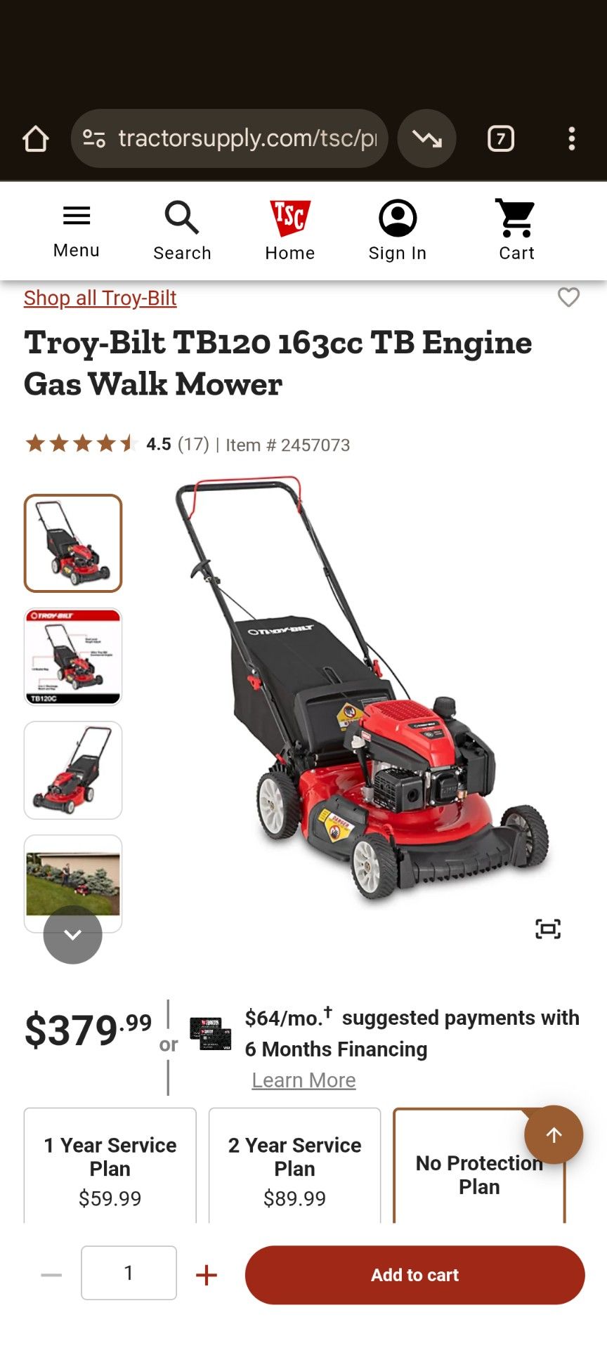 Troy Bilt Gas Powered Lawnmower