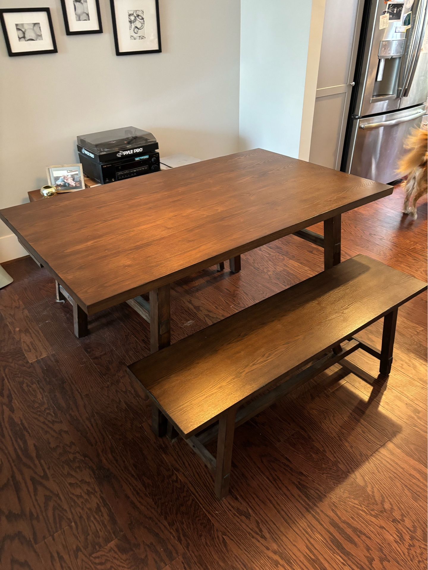 3 Piece Farmhouse Dining Set - Table & Benches